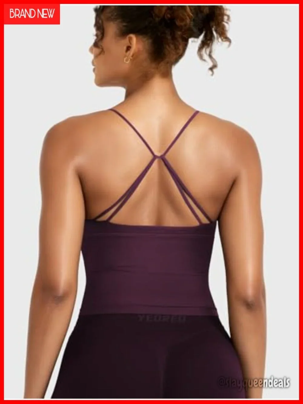 Slim Fit Seamless Workout Tank Top Twist Front Sports Bra Open Back